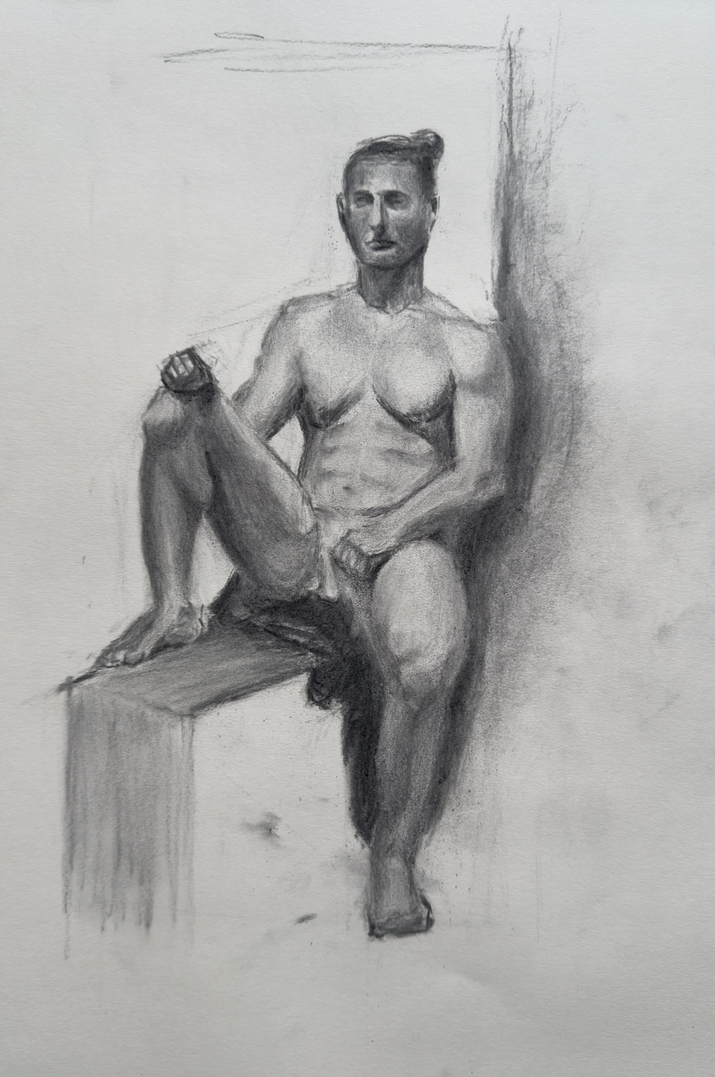 Live Model Study in Charcoal