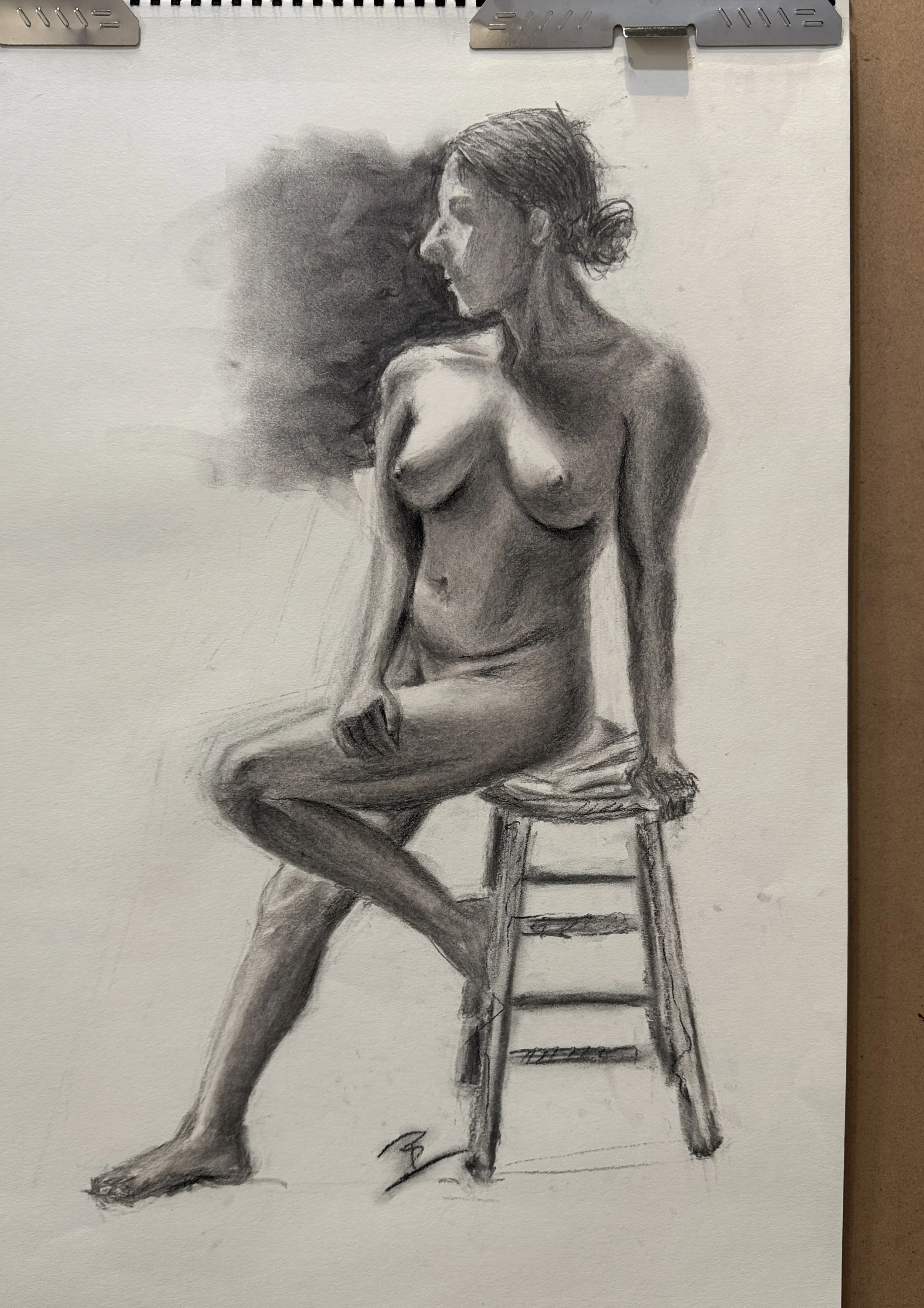 Live Model Study in Charcoal