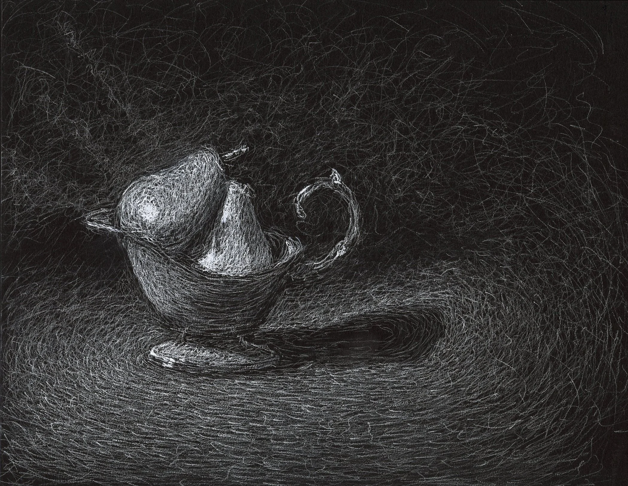 White Charcoal on Black Paper